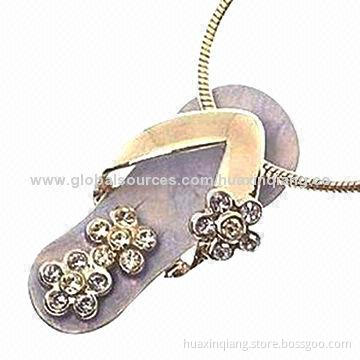 Diamond Slipper USB Drive, 512MB-32GB Capacity, Metal & Diamond Material, 5-year Warranty, USB2.0